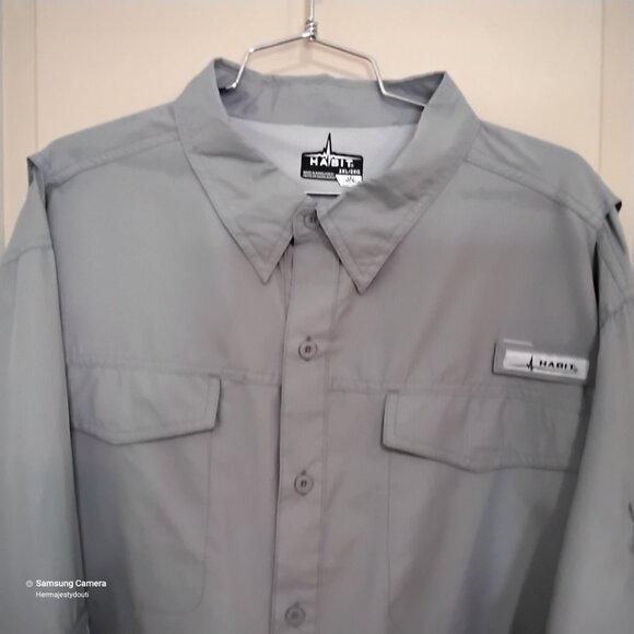 Habit Men's Bronze Green Outdoor UPF 40+ Long-Sleeve Fishing Shirt 2Xl/2XG - Picture 2 of 6